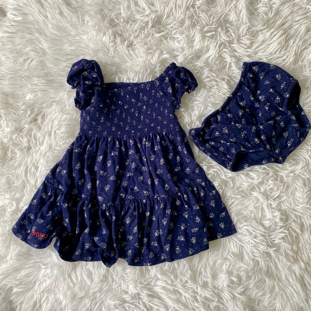 Ralph Lauren Baby Blue Floral Dress Set